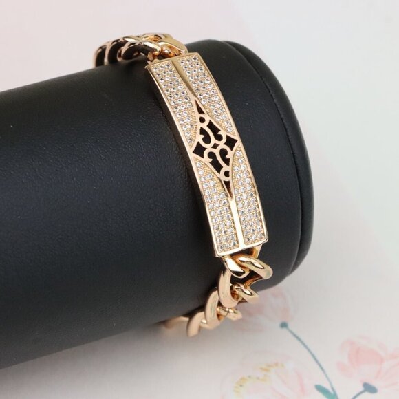 "Rose Gold Bracelet with Diamond Cutout Plate, XPBL0951 - Picture 8 of 12